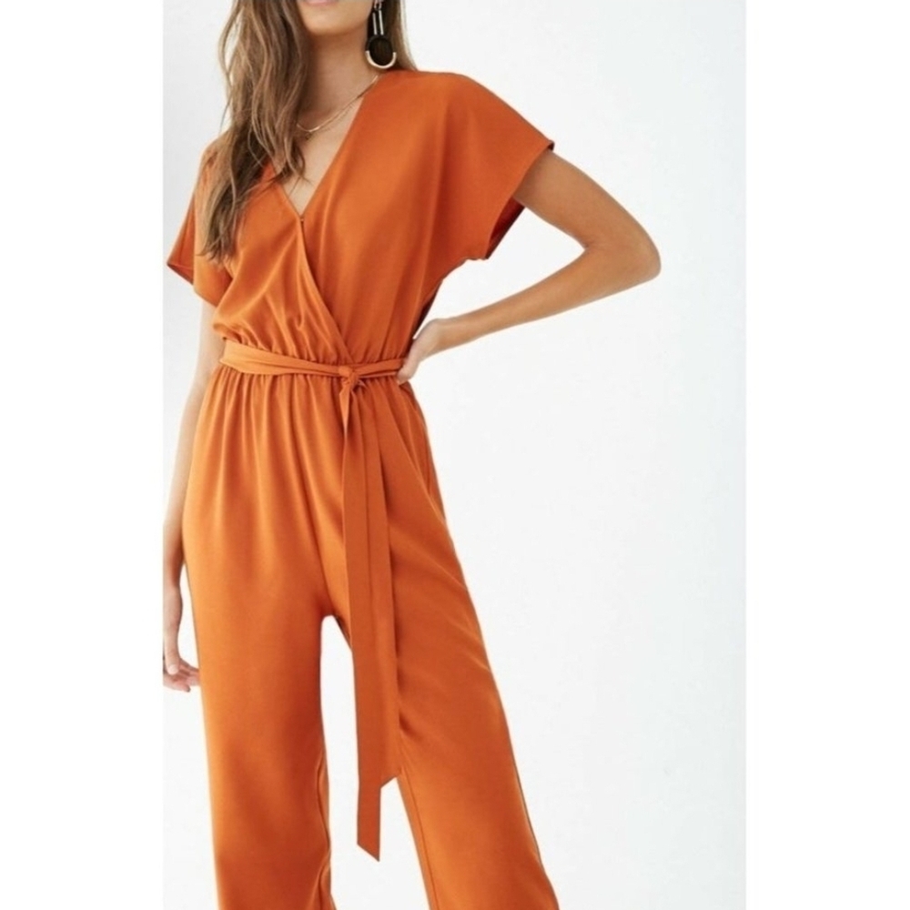 Flowy Orange Wrap Jumpsuit